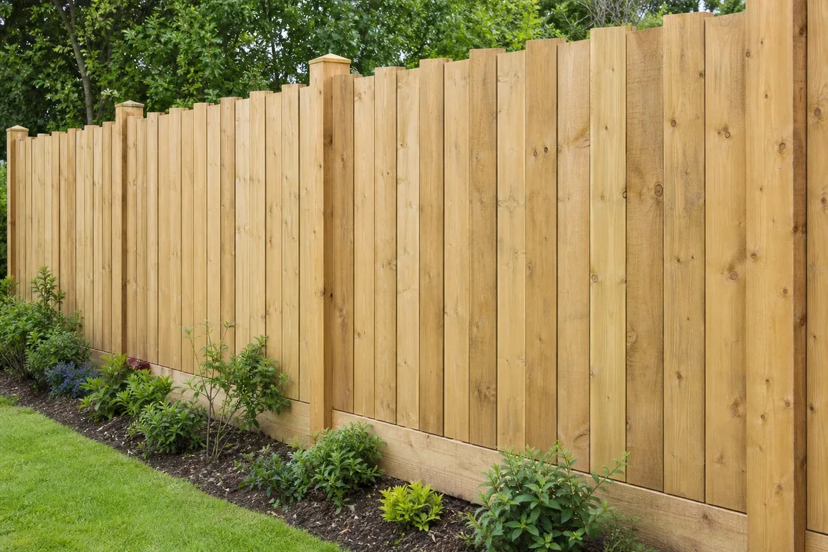 Feather edge timber fencing in a Bolton garden